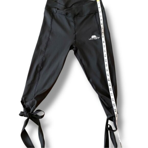 Black Bottoms Capri Tie Ankle Wrap Dancing Athletic Yoga Pants - Picture 5 of 10